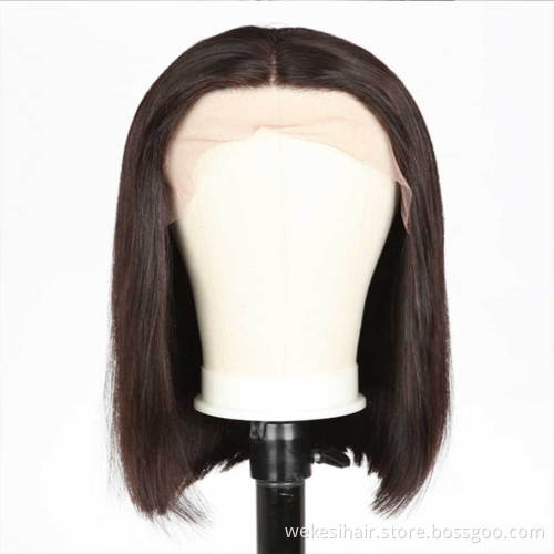 WKS Beauty 8inch-14inch Natural Black Brazilian Human Hair 4x4 Closure Short Wig,Wholesale Price Short Bob Wigs For Black Women